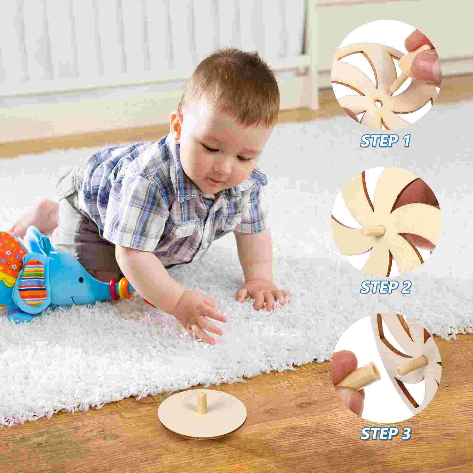 20 Pcs Spinning Top Kids Toys Wood Tops Blank Gyroscope for Wooden Hollow Baby DIY