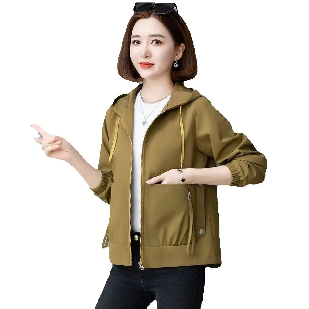 

Fashion Stitching Loose Coat Female Spring And Autumn 2024 New Western Style Middle-aged Mother Casual Hooded Jacket Top Female