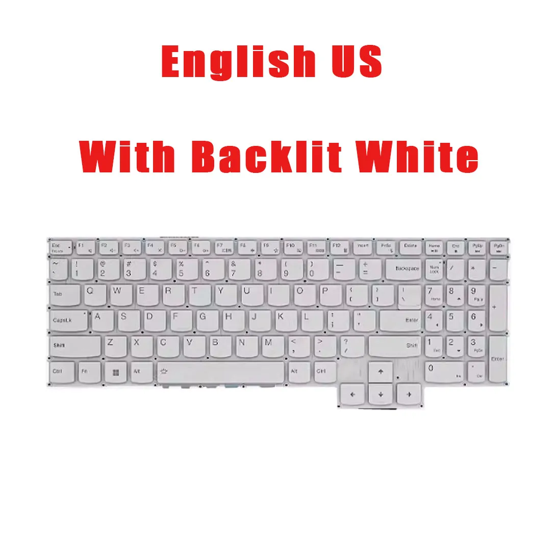 Laptop Keyboard For Lenovo For Legion 5 Pro-16ACH6 5 Pro-16ACH6H English US With Backlit White New