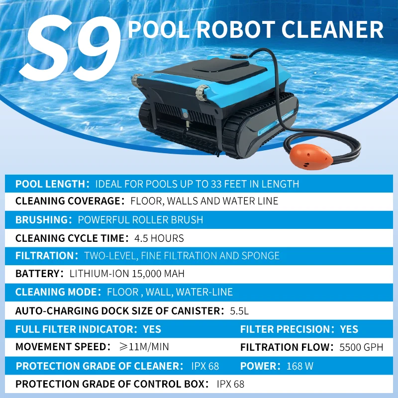 Smart Pool Robotic Cleaner Swimming Pool Vacuum Cleaning Wall Climbing Pool Robot Cleaner
