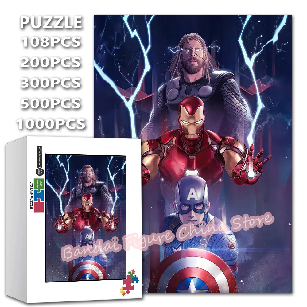 

Defender of Justice Iron Man Captain America Jigsaw Puzzles Disney Superhero Movies Print Puzzle Decompress Educational Toys