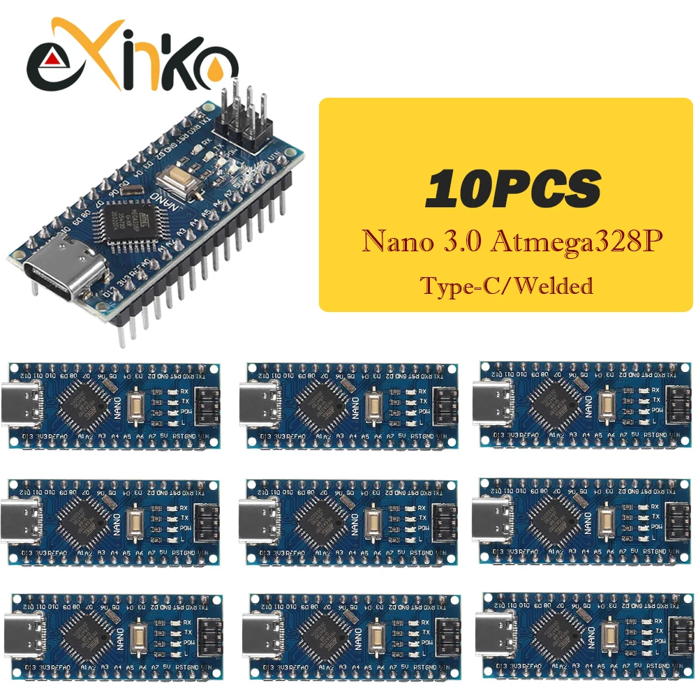 1–10 Stück Nano 3.0 mit dem Bootloader-kompatiblen Controller CH340 USB-Treiber Mini / Typ-C / Micro 16 MHz ATMEGA328P für Arduino