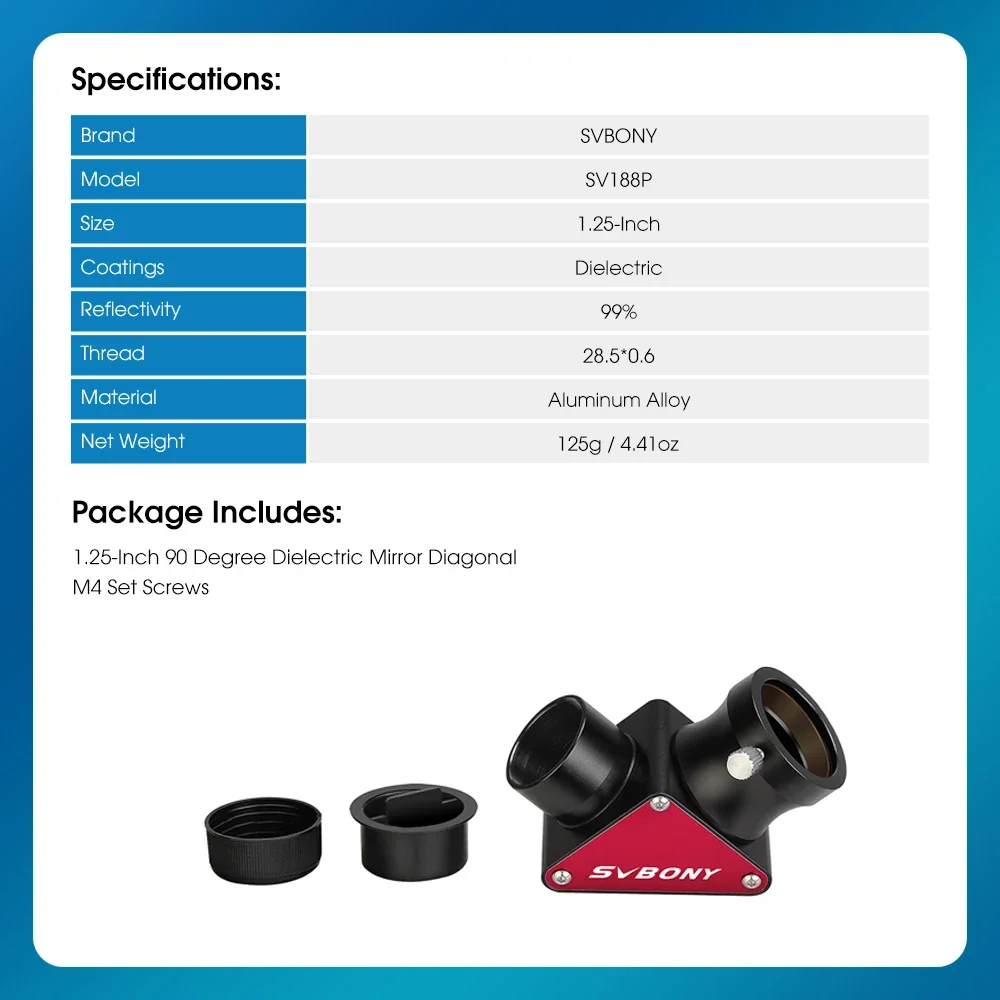 Svbony SV48P 102mm Astronomisches Teleskop-Set, SV225 MINI, SV225T, SV188P Zenith-Spiegel, Basis/Upgrade, für Sichtbeobachtungs-Set – Detail 26