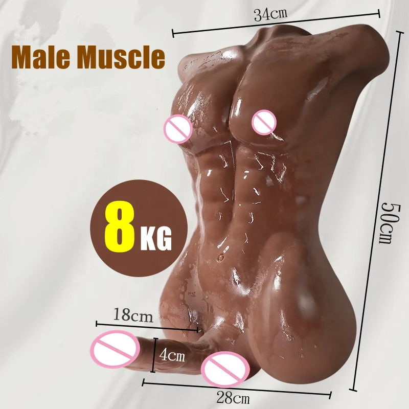 거대한 딜도 게이를 위한 남성 섹스 인형, 타이트한 항문 및 강한 Abs 근육, 실물 크기 딜도 몸통
