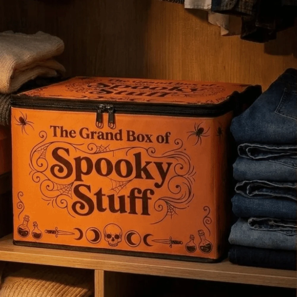Large Capacity Halloween Storage Bin Waterproof Space Saving Spooky Stuff Storage Container Dust-proof with Lid Toy Storage Box