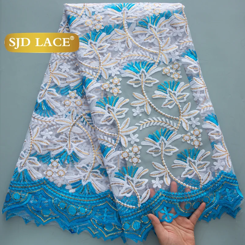 SJD LACE French Nigerian Mesh Lace Fabric 2025 High Quality African Tulle Sequins Net Lace Fabric For Women Party DIY Dress 4534 view 2