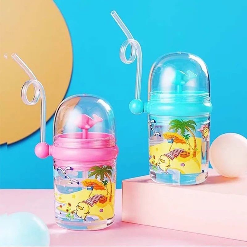 Summer Toddlers Outdoor Mugs Cartoon Whale Kettle Cups Water Bottles Water Spray Cup Straw Cups