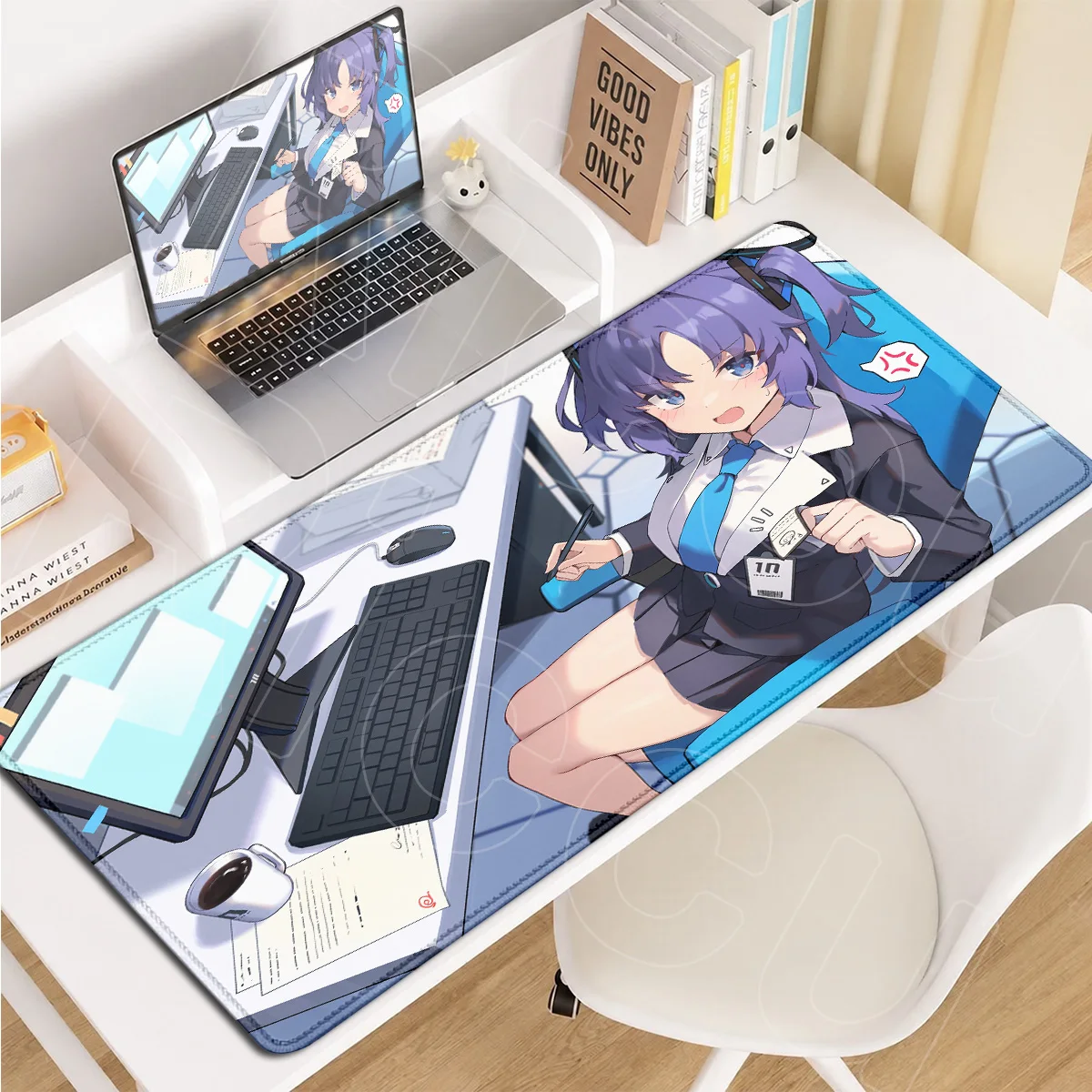Large Game Cabinet Carpet Computer Keyboard Locking Edge Table Mat Hayase Yuuka Blue Archive Anime Girl Mouse Pad PC Accessories