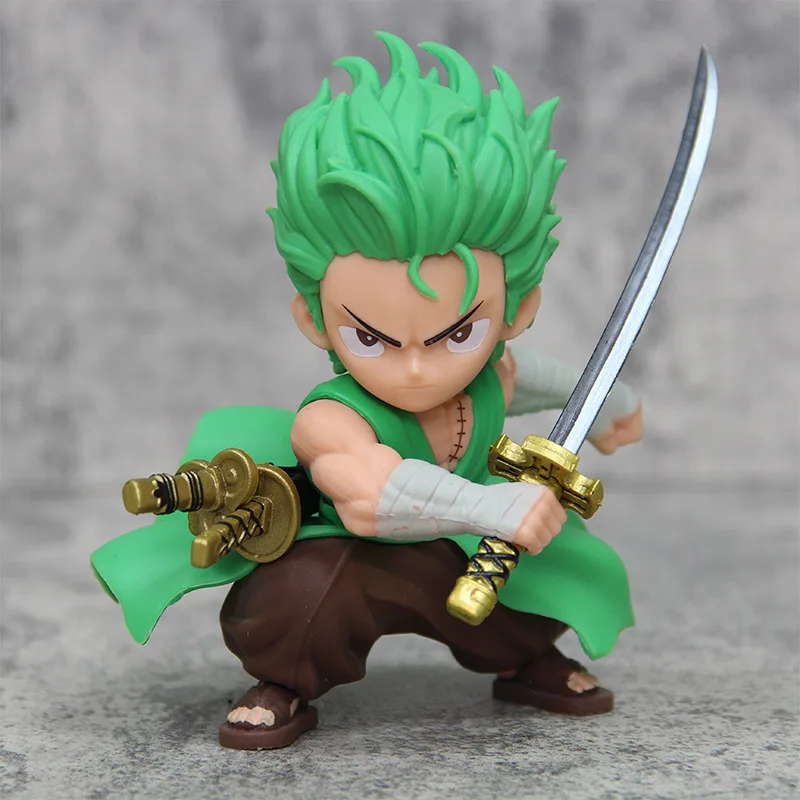 One Piece Figuras Anime para Crianças, Figuras de Ação Zoro Roronoa, Caixa Anfitriã do Computador, Carro Montado Ornamentos, Modelo de Boneca Brinquedos, Versão Q, Presentes