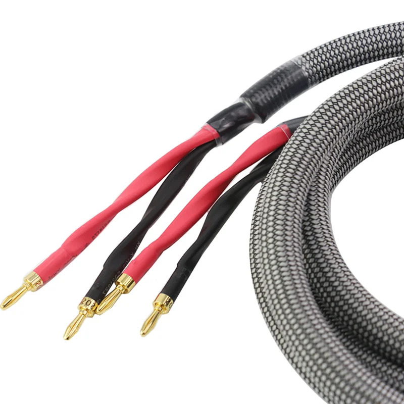 New M2-4S 11AWG Power Amplifier Connected To Audio Premium Speaker Cable Single Crystal Copper Gold Banana or Spade Plug