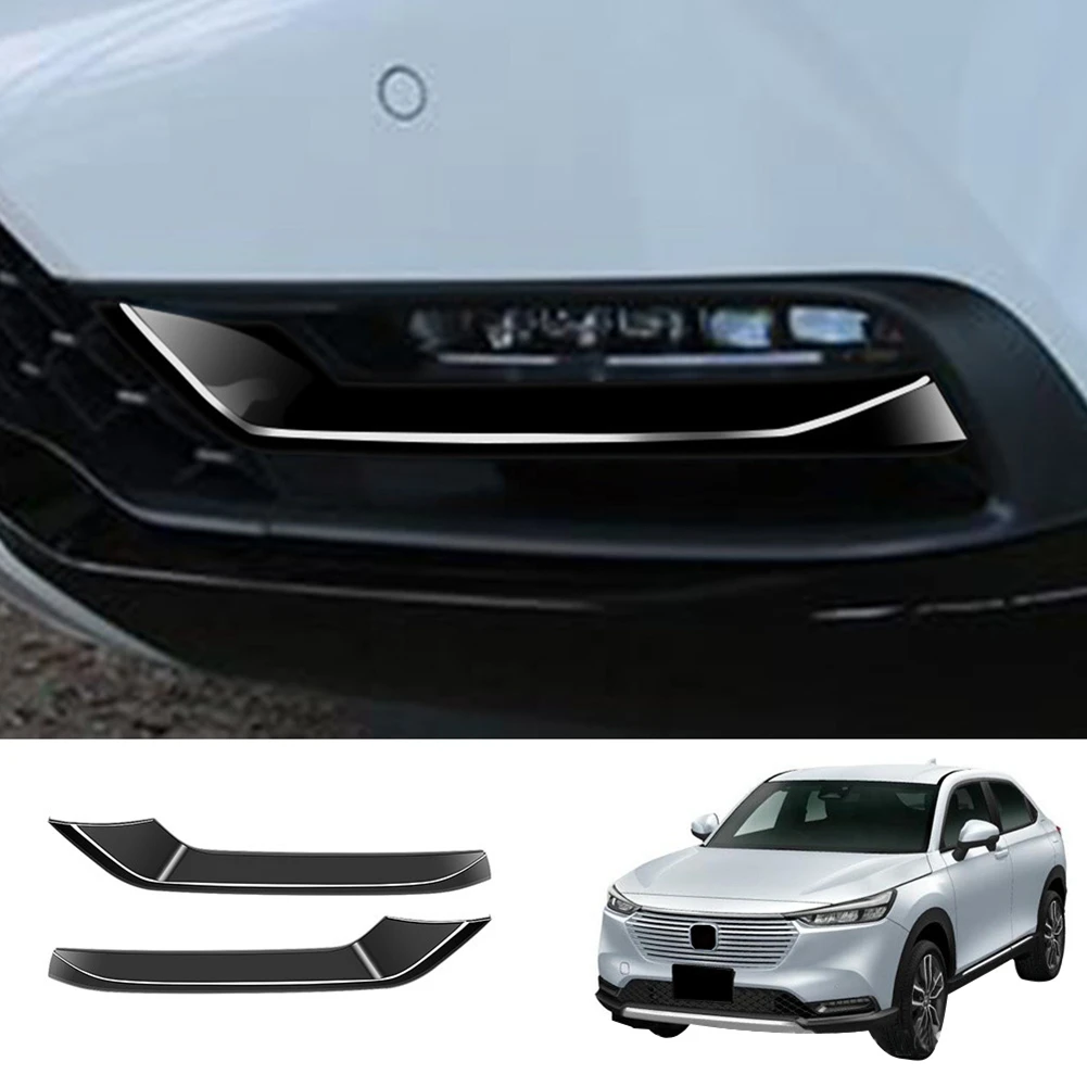 Car Glossy Black Front Bumper Lower Grille Trim Strips Fog Light Cover Trim for Honda HRV HR-V Vezel 2021 2022