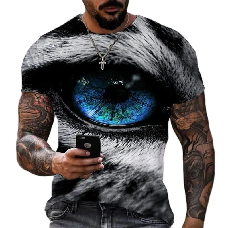 2022 Men's T-shirt Vgae Top Men's Short Sleeve T-shirt 3d Print Beast Pupil O Neck Short Sleeve Hard Retro Harajuku Casual Top