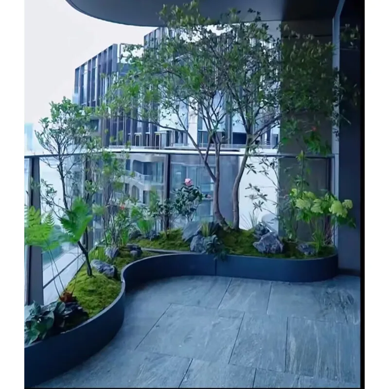 Factory Direct 2026 Top RatedCustomizable Stainless Steel Flower Box Planting Box Outdoor Curved Flower Pot