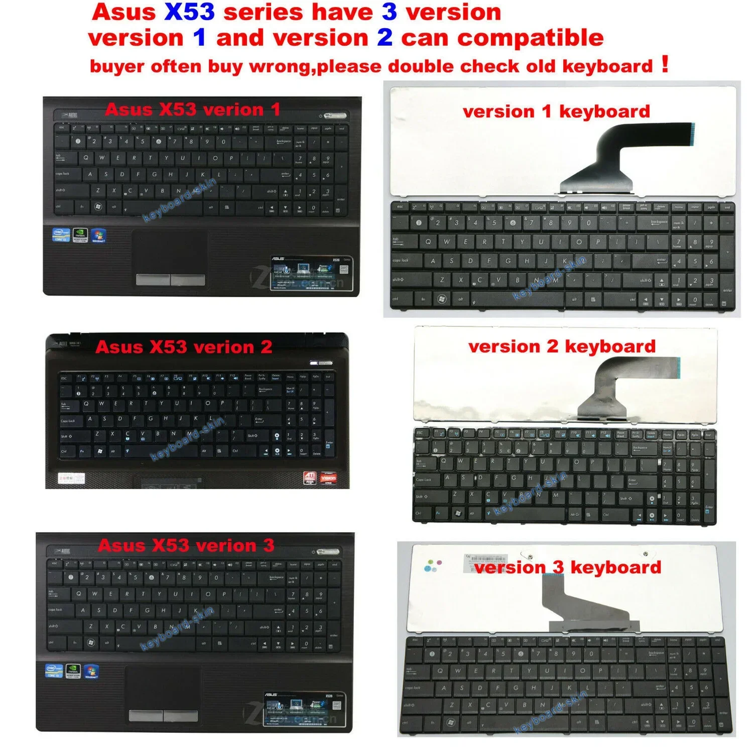 New US keyboard chiclet for Asus X54 X54B X54C X54L X54X X54XI X54XB X54H X54HY X53U X53E X53E-XR1 X53E-XR2  X54C-ES91 laptop