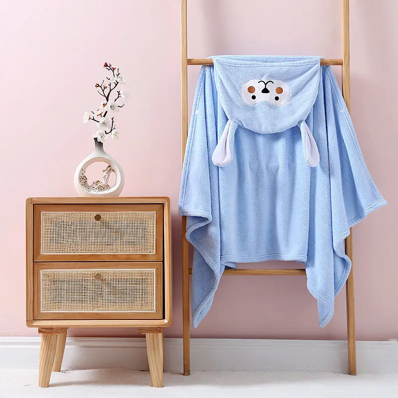 Autumn Winter Thickened Newborn Blanket Cartoon Hooded Baby Absorbent Bath Towel Infant Sleeping Bag Super Soft Children Cloak