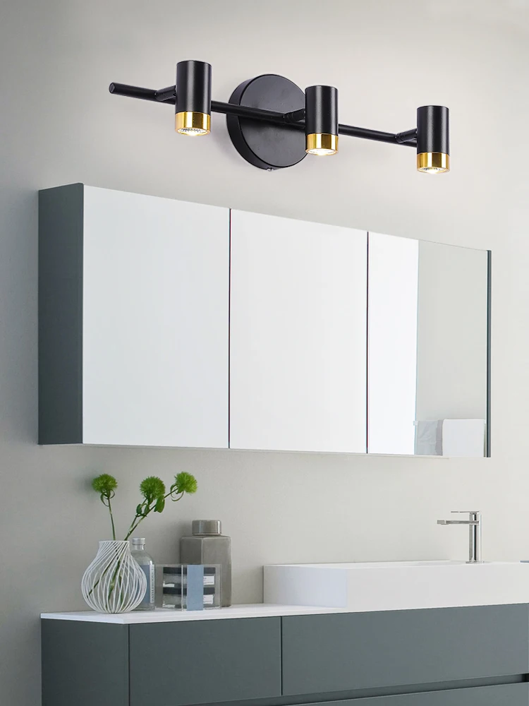 Mirror headlight Bathroom led mirror light retro Nordic Waterproof mirror cabinet Bathroom light wall lamp black