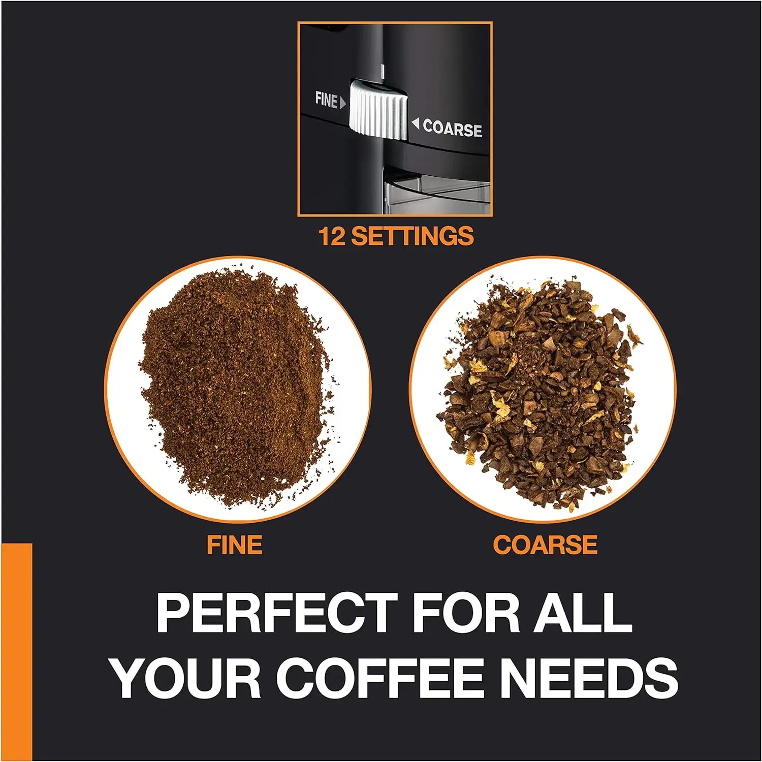 New Precise Stainless Steel Flat Burr Grinder 8oz, 32cups Bean Hopper 12 Grind From Fine To Coarse 110 Watts Removable Container