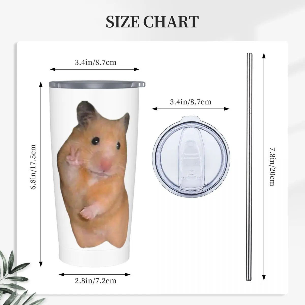 Hamster Meme With Peace Sign Stainless Steel Tumbler Vacuum Insulated Mugs Thermal Cold Cups Straws With Lid 20oz