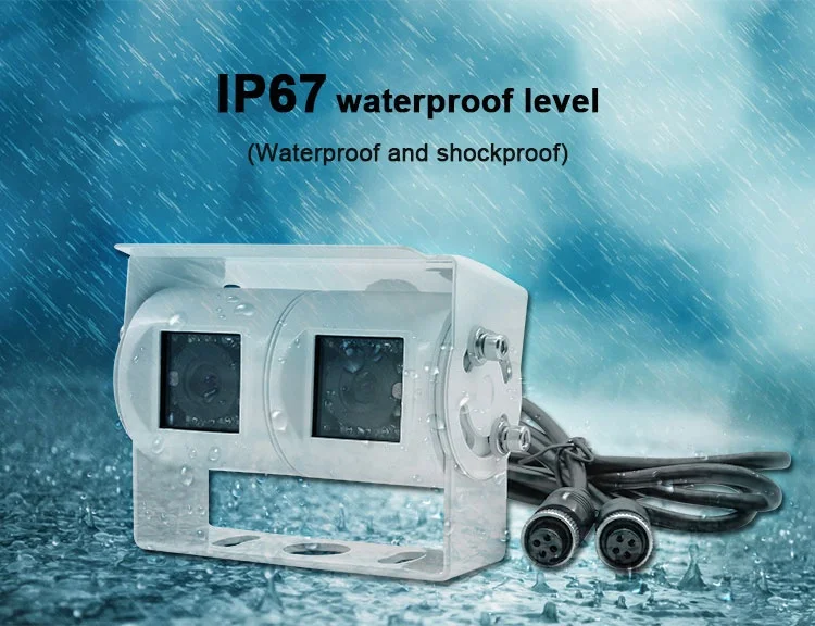 IP68 Водонепроницаемая резервная камера для школьного автобуса с двумя объективами, трактор, полугрузовик, вид сзади, резервная двойная автомобильная камера заднего вида
