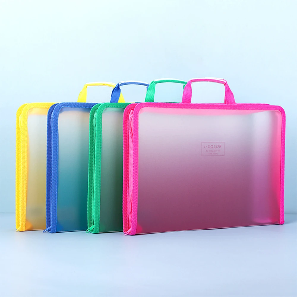 A4 ซิปแฟ้มกระเป๋าหนา Pp กระเป๋าเก็บข้อมูลสํานักงานแฟ้มกระเป๋าสามมิติกันน้ําแฟ้มโฟลเดอร์สําหรับสํานักงานนักเรียน