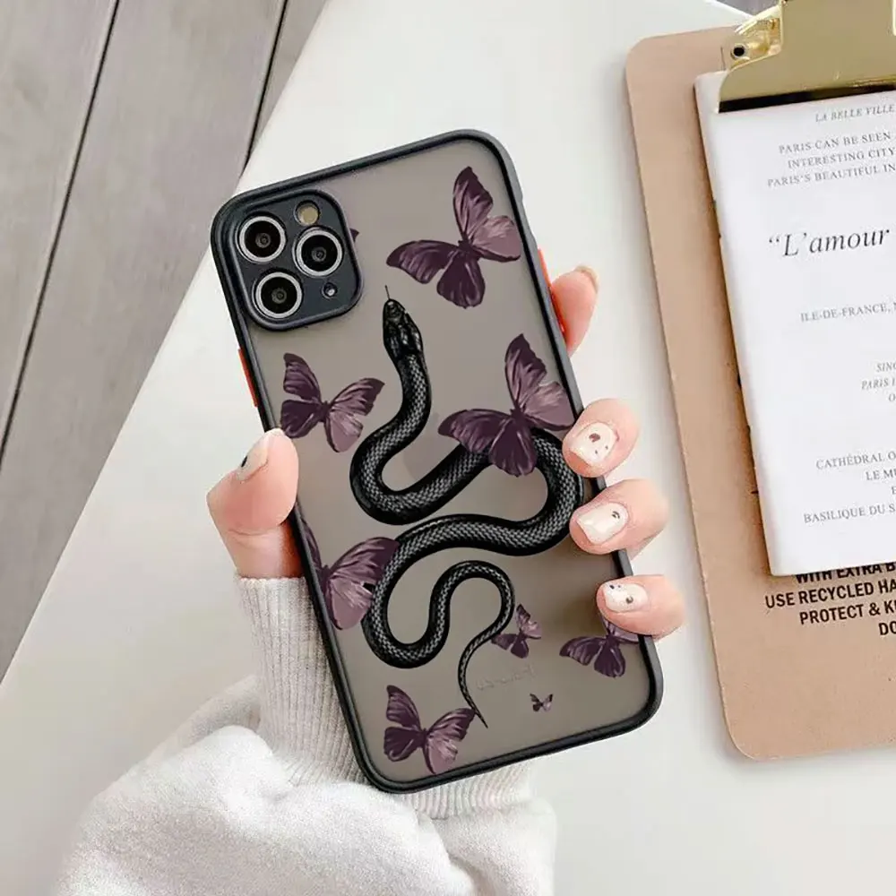 Fashion Snake Graphic Hard Matte Phone Case for IPhone 11 12 13 14 15 Pro Max Mini 7 8 Plus XR X XS SE20 Fundas Shockproof Cover