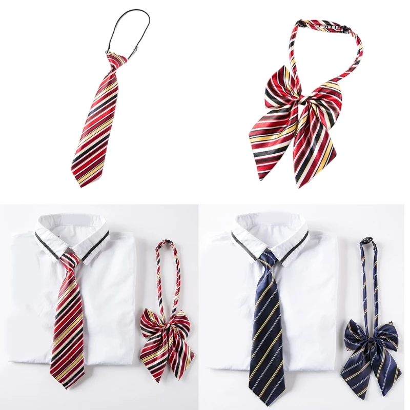 

Pre-tied Neckties For Boy Kid Striped Tie for School Graduation Bow Tie for Kid Boy Neckties Pre-tied Ties Uniform Tie