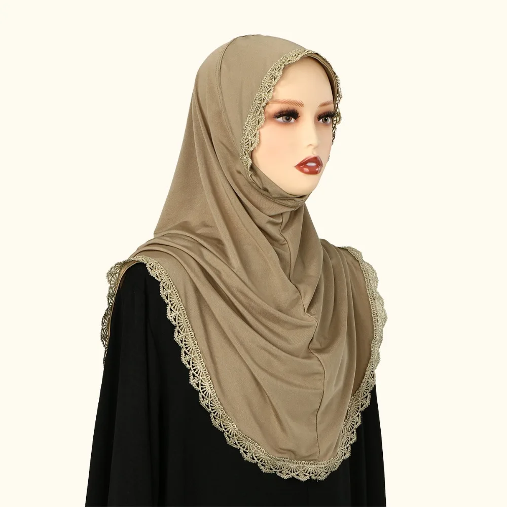 

Luxury Embroidered Lace Ethnic Style Scarf Bandana Thin Hijab Scarf Malaysian Long Tudung Female