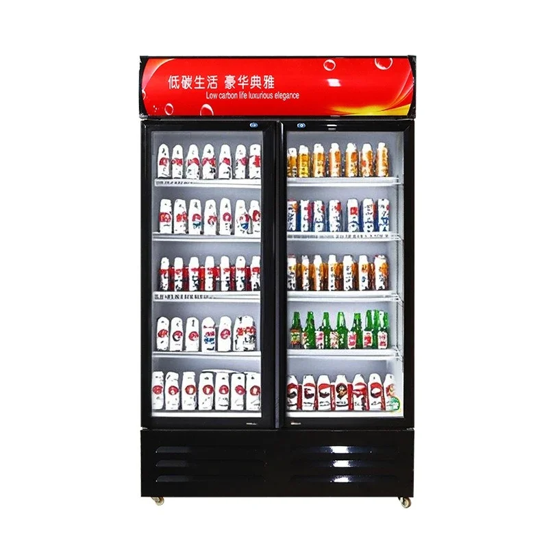 

Beer Cabinet Refrigerated Display Cabinet Beverage Commercial Fresh Keeping Vertical Double Door Beer Freezer