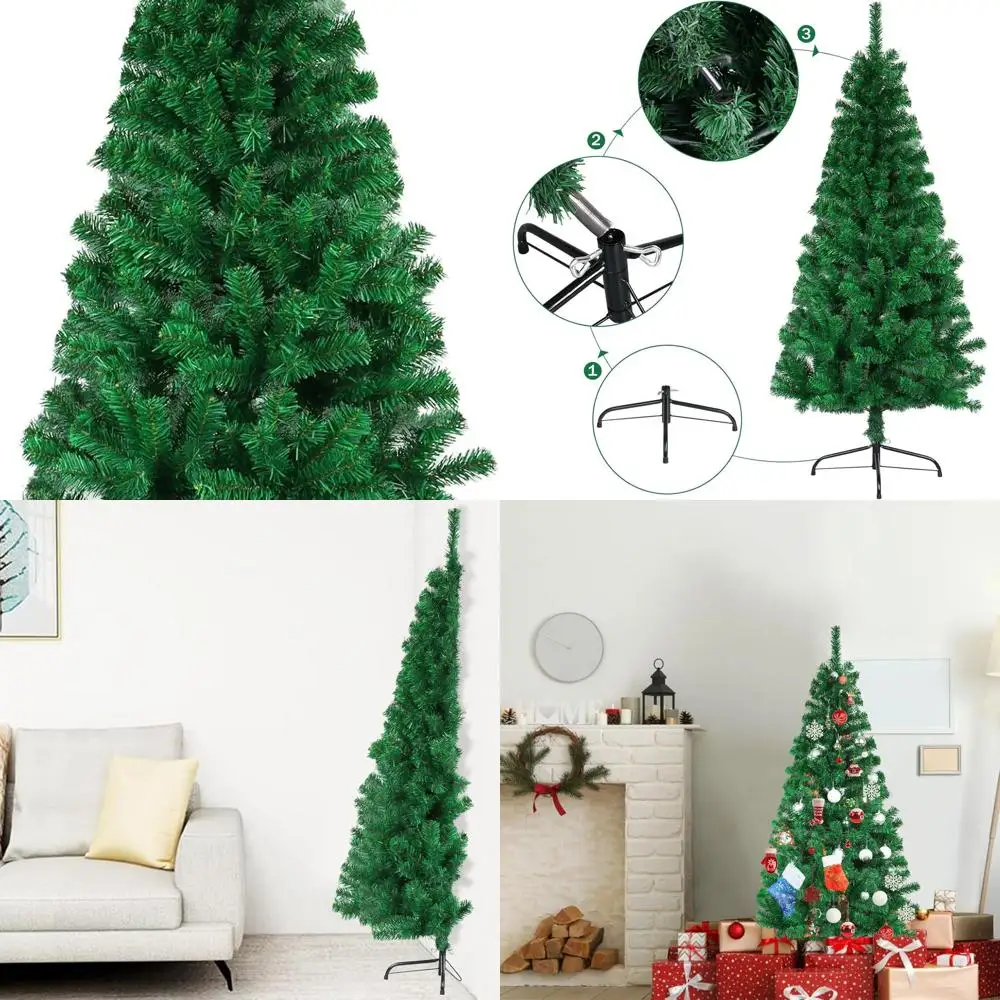 

Рождественская елка из полусосны высотой 5 футов с металлической подставкой для внутреннего и наружного праздничного декора