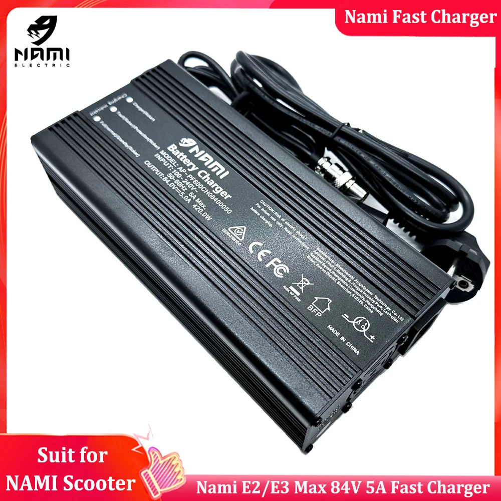 

Original Nami Burn E2 E3 84V 5A Fast Charger E2/E3 Max fast Charger Suit for Original Nami Burn E2 E3 Max Electric Scooter