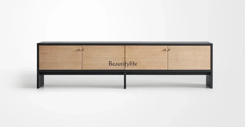 56TV cabinet black retro color matching household wabi style modern simple small apartment cabinet