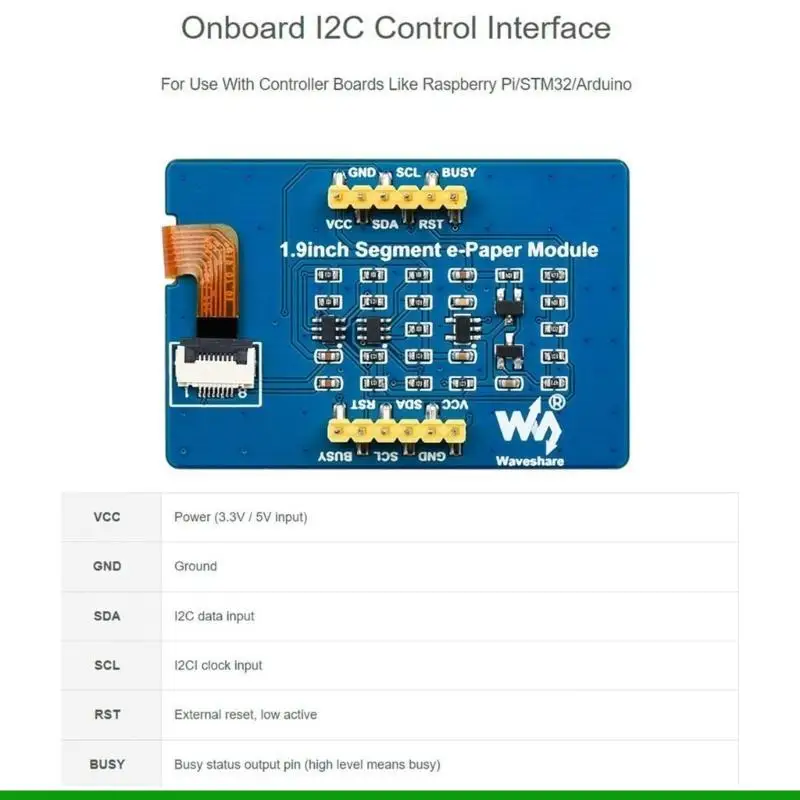 U55C alto contraste 1,9 "91 segmento epaper Display Black Epaper Módulo para RASP