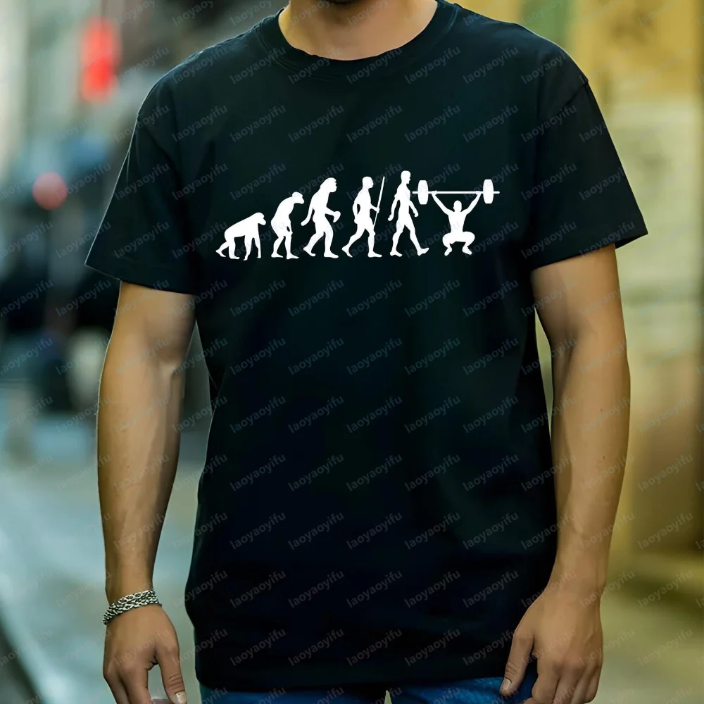 

Funny Evolution of Man and Archery Design Men's Tee Shirt Round Neck Shirt Short Sleeve Breathable Casual Shirt Gym Evolve Gift