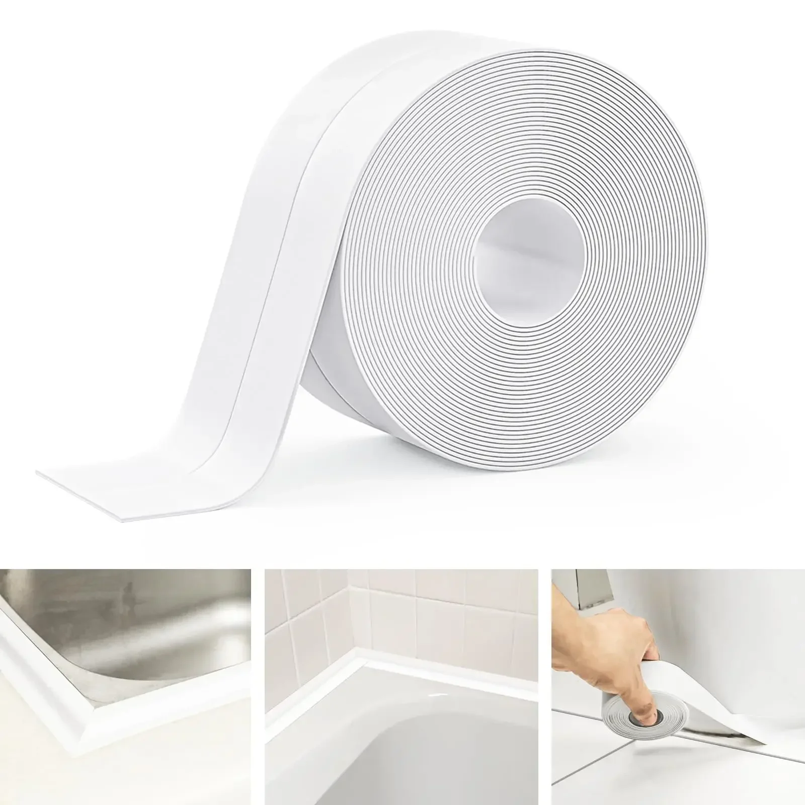 3.2m Shower Bath Sealing Tape PVC Waterproof Anti Mold Tape Self Adhesive Caulk Tape For Bathroom Toilet  Edge Sealer Kitchen