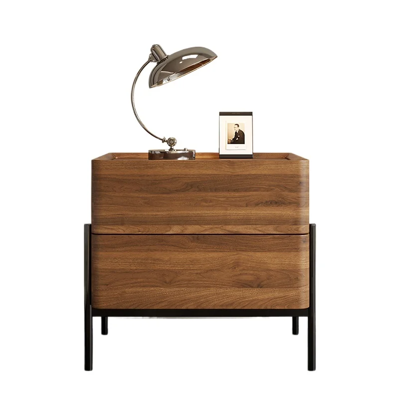 

Walnut bedside table household bedroom light luxury high sense