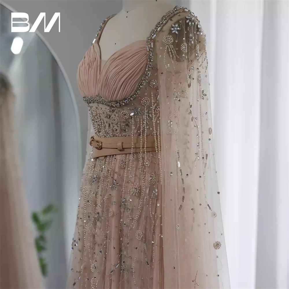 Real Images High Slit Women Prom Dress With Beads Sequins Evening Dresses Real Images Luxury Party Gown Arabic Style