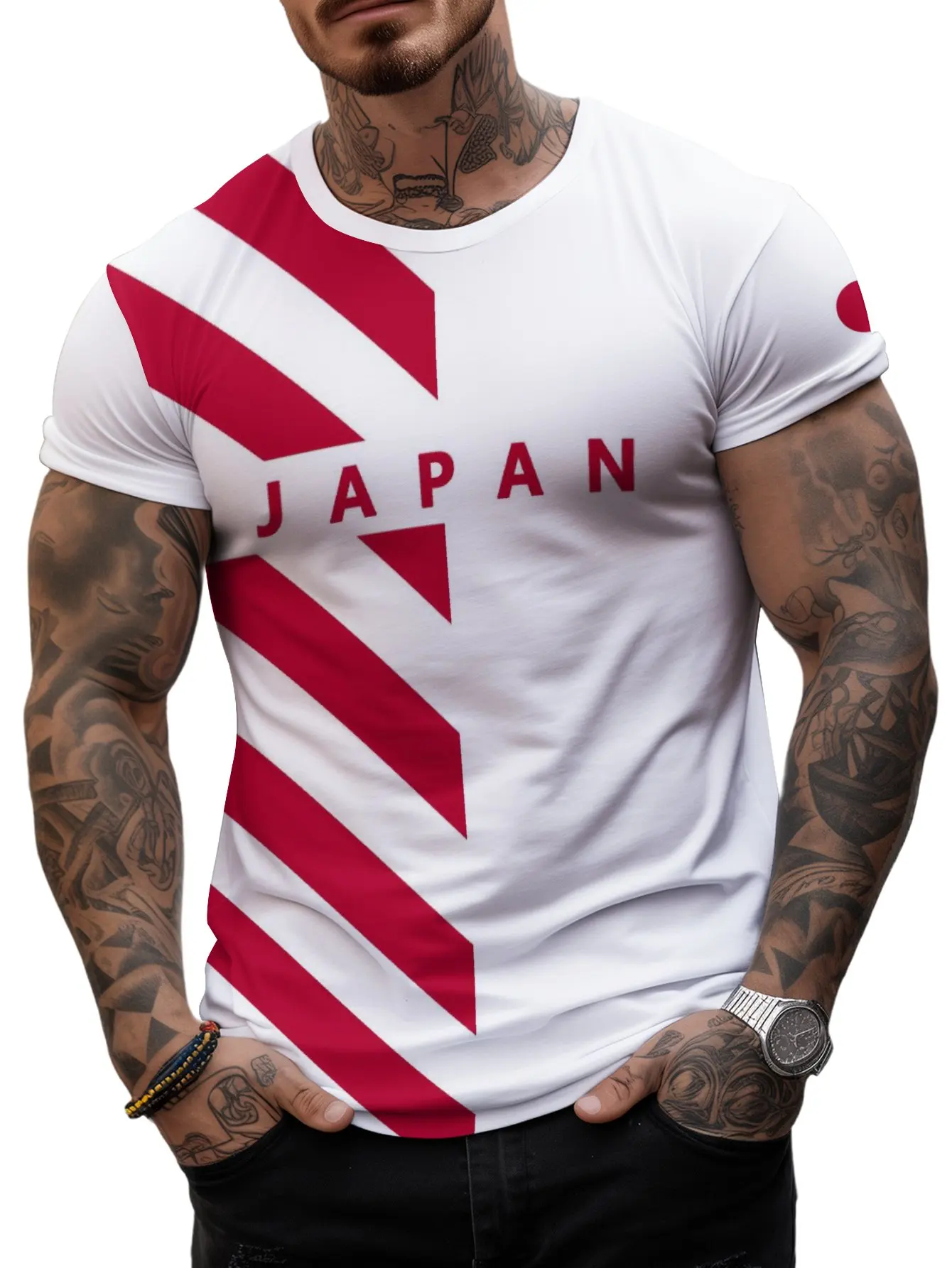 Japan Football Fan Gear Men\'s Soccer T-shirt Jersey 2024 Summer Short Sleeve Oversized Clothing 3D Printed Casual Fashion