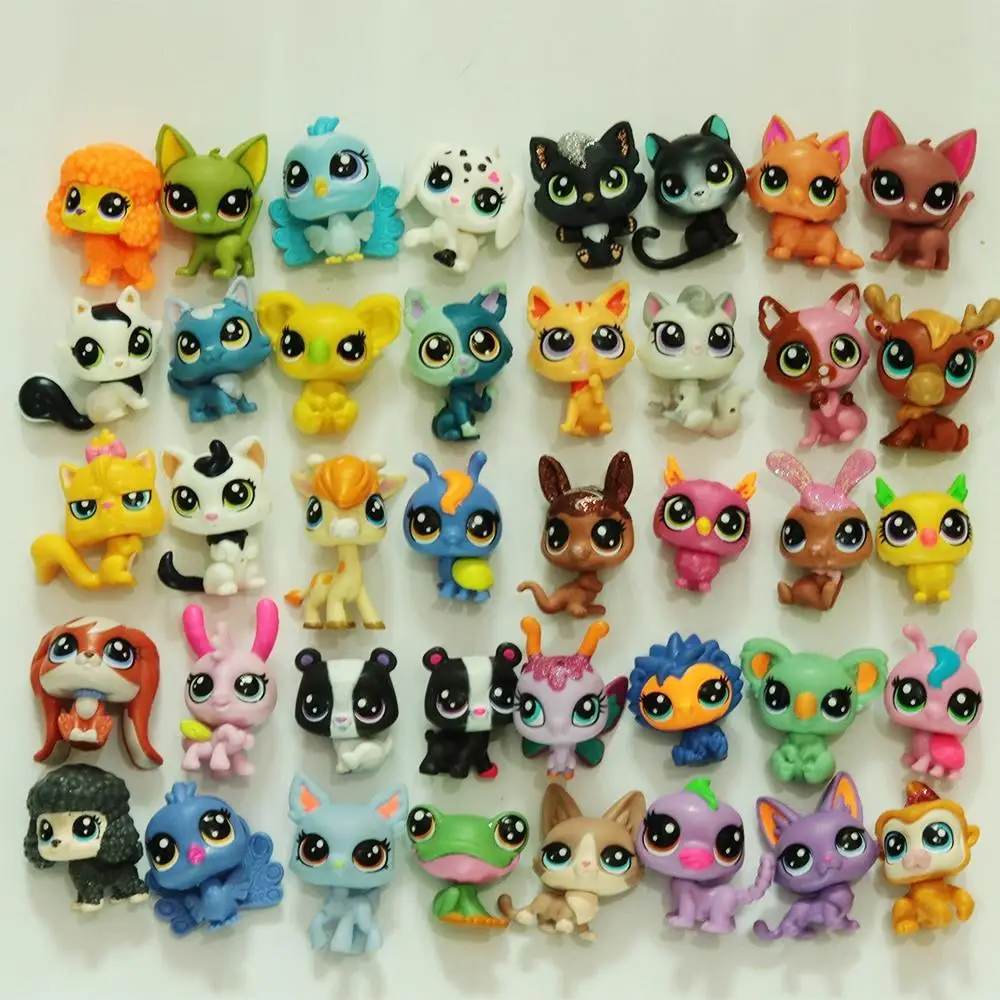 10/15pieces Pet Shop Lps Toys Standing Littlest Short Hair Cat White Pink Glitter kitty Anime Figure Dolls Dragon Ball