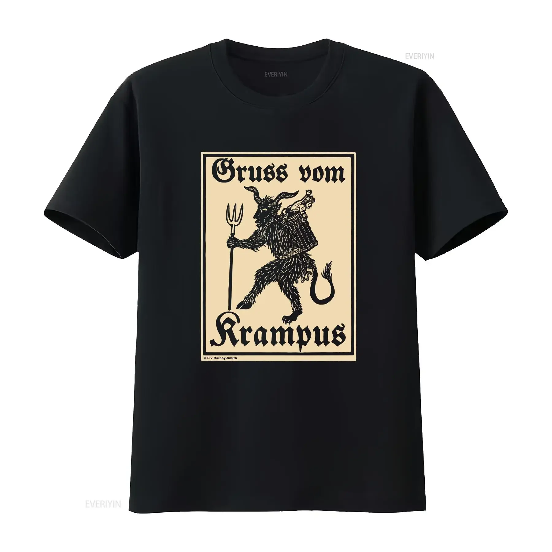 Greetings From Krampus Liv Rainey Smith officially licensed woodcut unisex t shirt sizes S 4XL vintage Washed Breathable