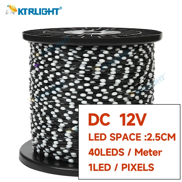 KTRLIGHT DC12V WS2811 3PIN Pixel String Signal RGB adressierbare Lichterkette für Raumdekoration, Ramadan, Outdoor IP68 Black Wire Pitch 3