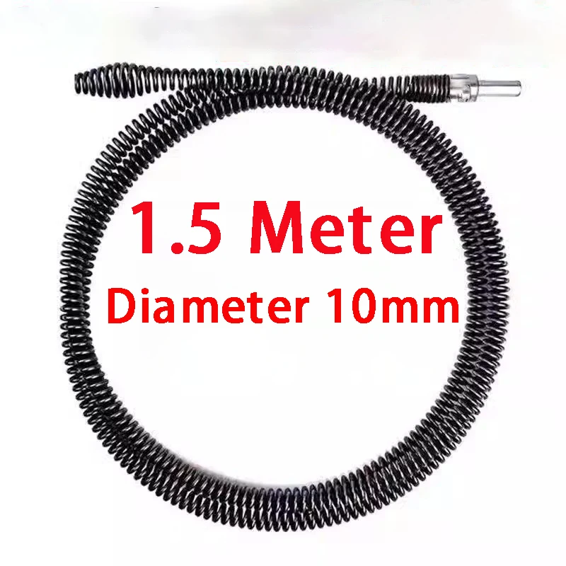 1.5m Bathroom Drain Sewer Dredge Device Kitchen Household Sewer Dredging Device Tension Spring Pipe Cleaning Tool With Connector