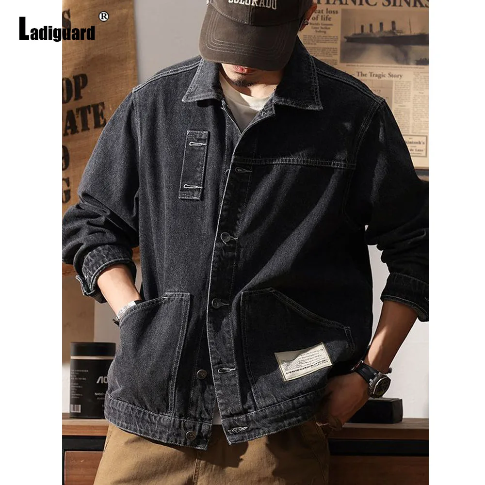 Men\'s Stand Pocket Demin Casual Retro Jacket Plus Size 7xl Mens Vintage Basic Jean Outerwear 2024 Harajuku Fashion Demin Jackets