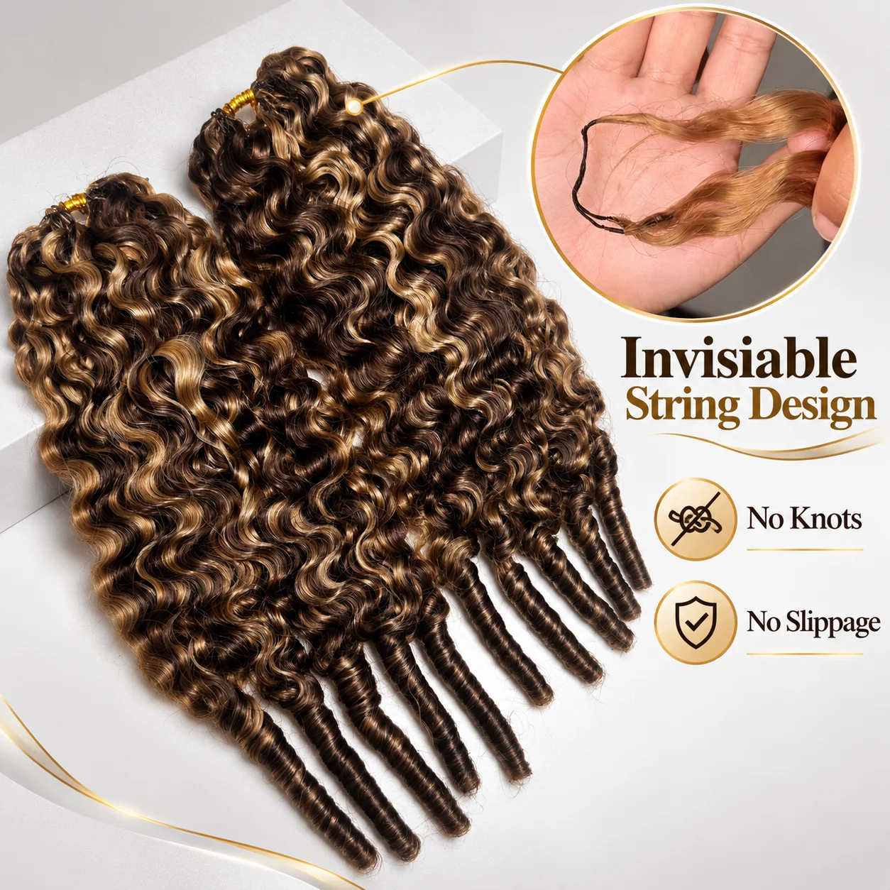 Highlight 4/27 Burmese Curly Crochet Human Hair Bundles Miracle Knots Boho Braids Knotless Pre-Separated Invisible Crochet Hair