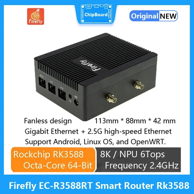 Firefly EC-R3588RT Smart Router Rk3588 Octa-Core 64-Bit Processor Frequency 2.4 GHz 6 TOPS 8K Gigabit Ethernet 2.5G High-Speed