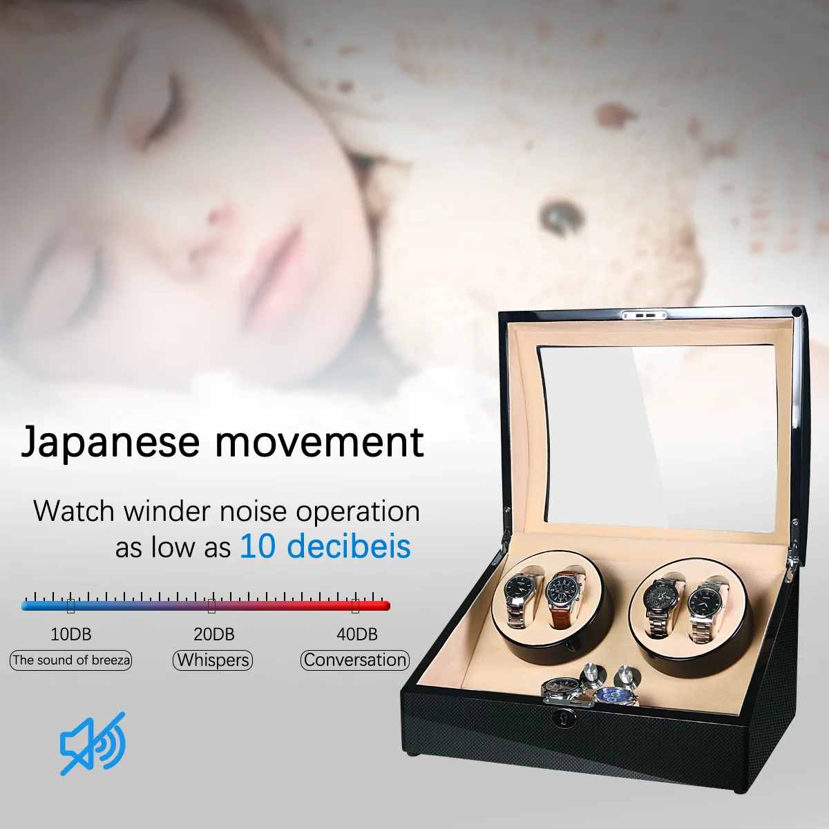 Watch Boxes with Watch Winder for Automatic Watch Storage Boxes Wooden Gift Box with Velvet Gift for Men