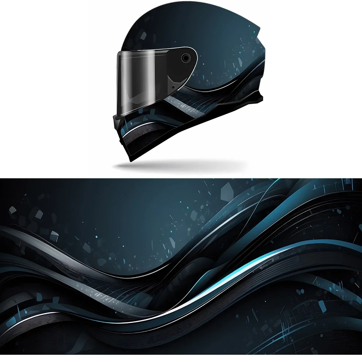 Adesivo de Vinil para Capacete de Motocicleta com Gráfico de Corrida e Linhas Metálicas Abstratas, Decalque Decorativo para Capacete