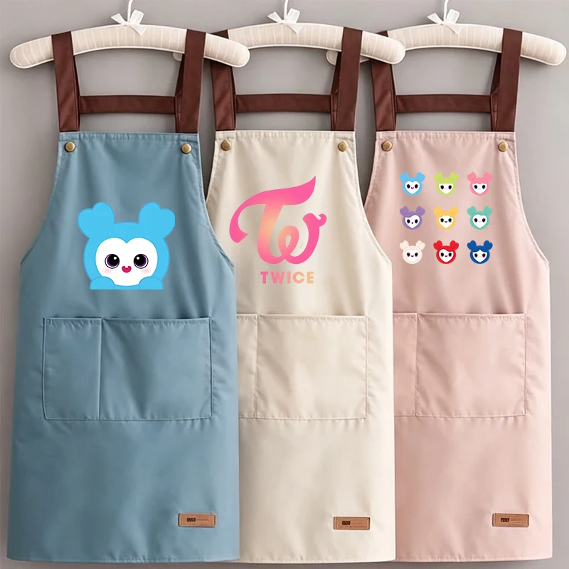 

Kpop Idol TWICE Kitchen Apron Ladies Men Home Aprons Cute Wipeable Oil Resistant Baking BBQ Restaurant Cafe Aprons FANS Gifts