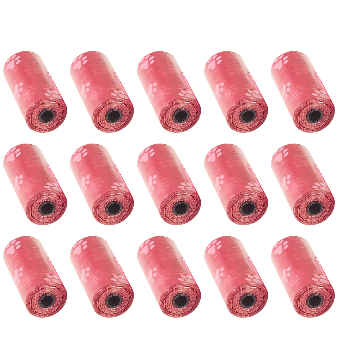 15 Rolls Pet Claw Printed Poop Bags Premium Pe Material Odor Blocking Lightweight Portable for Dog Cat Walks Outdoor Waste