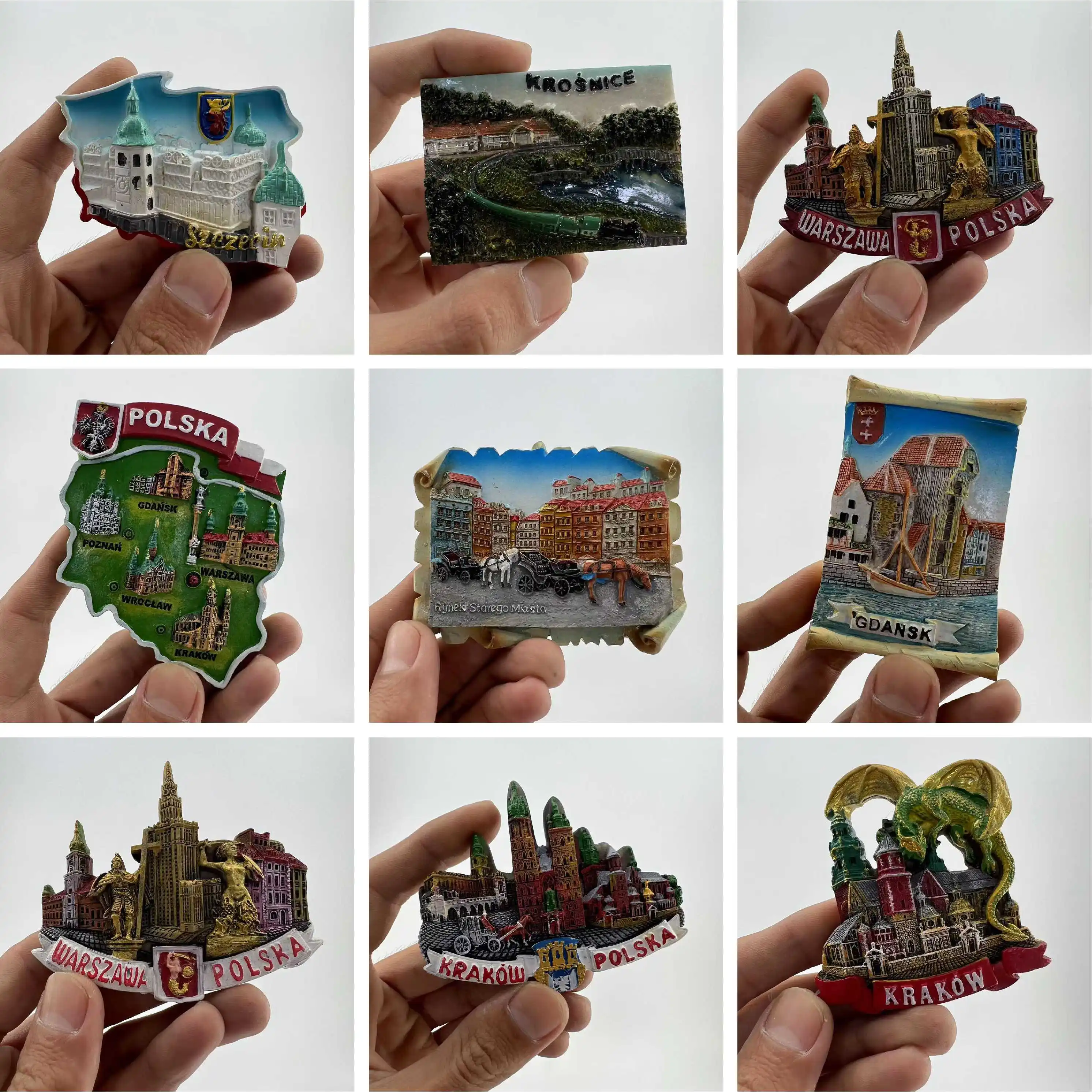 Poland Landmark Refrigerator Magnets Travel Souvenirs Magnetic Ornaments Collection Crafts Gifts