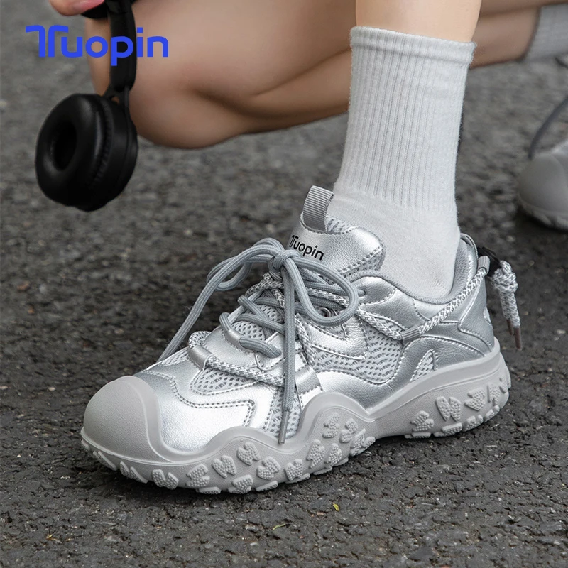 TuoPin Women sneakers lightning women's shoes thick soles increase the foot small hundred mesh surface breathable sports shoes